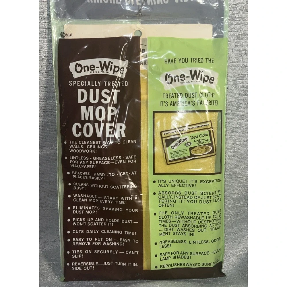 Vintage Bon Ami One-Wipe Dust Mop Cover New In Package Washable Made In USA